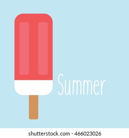 Popsicle with text in the summer illustration isolated in a light blue background