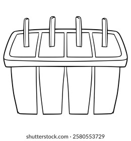 popsicle tray illustration hand drawn outline vector