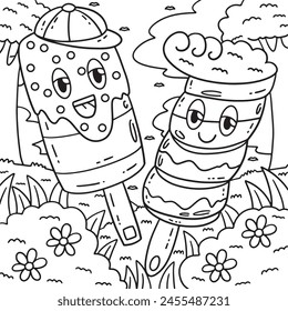 Página para colorear helado retorcido de paleta para niños