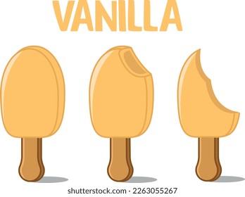 Popsicle, vanilla ice cream vector flat illustration