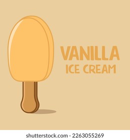 Popsicle, vanilla ice cream vector flat illustration