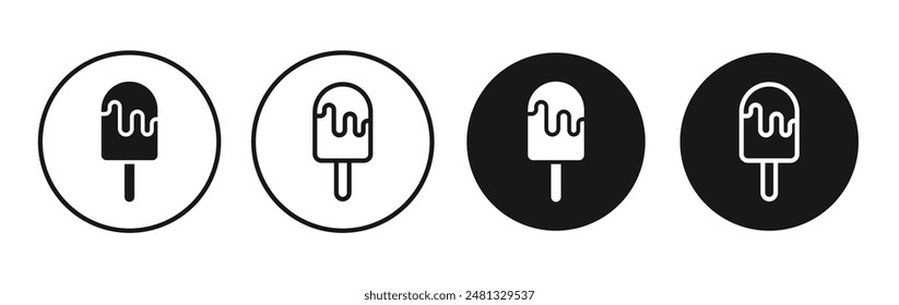 Popsicle vector icon set black filled and outlined style.