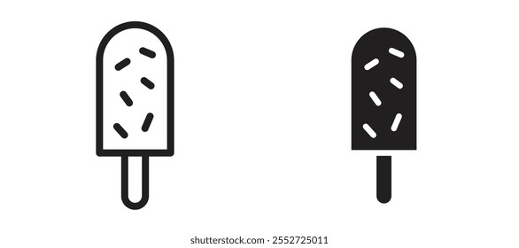 Popsicle vector icon set black filled and outlined style.