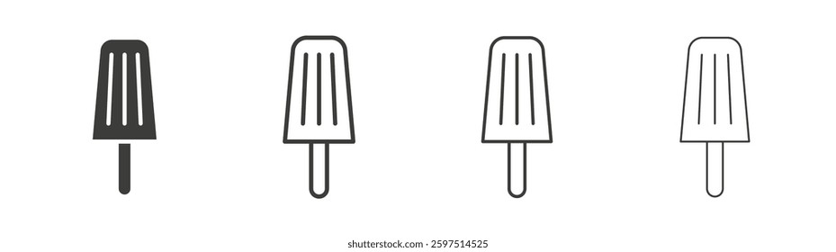 Popsicle vector icon set in black and white color.