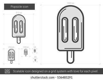 Popsicle vector line icon isolated on white background. Popsicle line icon for infographic, website or app. Scalable icon designed on a grid system.