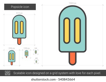 Popsicle vector line icon isolated on white background. Popsicle line icon for infographic, website or app. Scalable icon designed on a grid system.