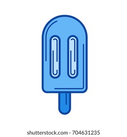 Popsicle vector line icon isolated on white background. Popsicle line icon for infographic, website or app. Blue icon designed on a grid system.