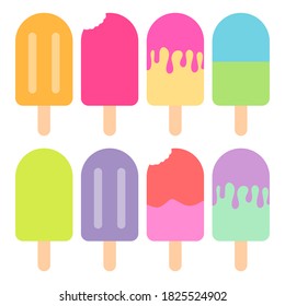 popsicle vector set. dripping ice cream