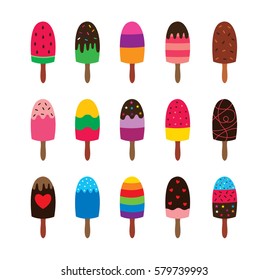 popsicle vector set, ice lolly vector collection set