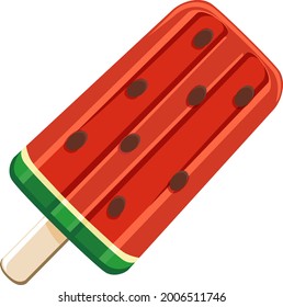 Popsicle  (Watermelon flavor), Japanese summer traditional icon illustration [vector image]