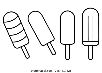 Popsicles artistic line art elegant frozen dessert display