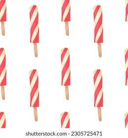 Popsicles in cartoon style seamless pattern