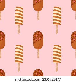 Popsicles in cartoon style seamless pattern