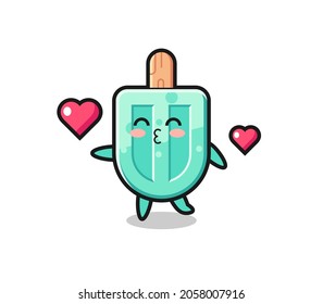 popsicles character cartoon with kissing gesture , cute design