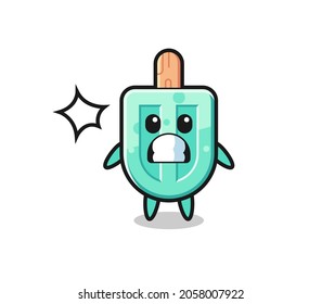 popsicles character cartoon with shocked gesture , cute design