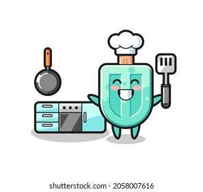 popsicles character illustration as a chef is cooking , cute design
