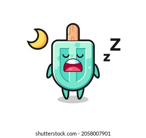 ilustración del personaje de popsiconos durmiendo en la noche, diseño lindo