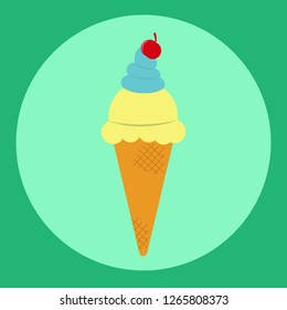 Popsicles with a cherry in a waffle confectionery cone