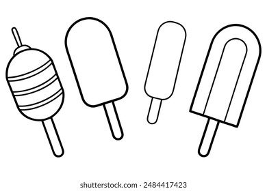 Popsicles delicate line art vintage frozen dessert illustration