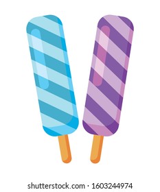 Popsicles design of ice lolly summer sweet dessert food flavor snack and frozen theme Isolated design Vector illustration