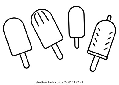 Popsicles detailed line art intricate frozen treat illustration