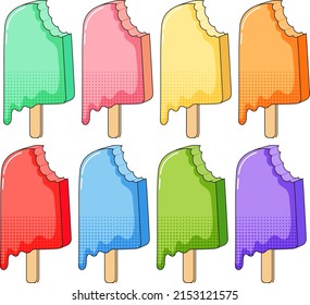 Popsicles with different flavors illustration