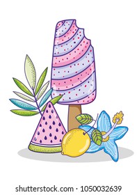 Popsicles and fruits