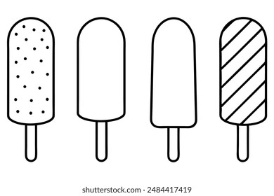 Popsicles hand-drawn line art cool refreshing treat illustration