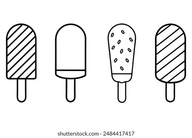 Popsicles hand-sketched line art food illustration style