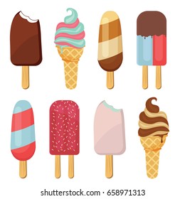 Popsicles and Ice Cream Isolated Vector Set