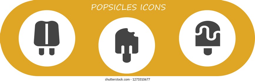  popsicles icon set. 3 filled popsicles icons. Simple modern icons about  - Popsicle