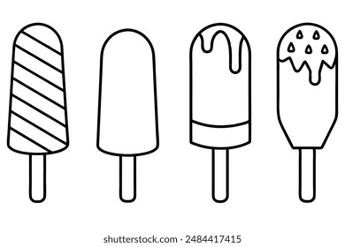 Popsicles line art design charming frozen treat collection