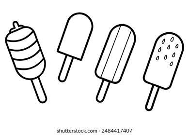 Popsicles line art sketch minimalist icy dessert artwork