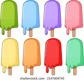Popsicles en la ilustración de muchos colores