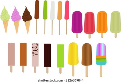 Popsicles of many flavors and colors.