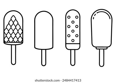 Popsicles minimalist line art classic frozen treat elegance