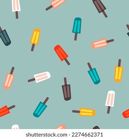 Patrón de partículas. Impresión de bebé. Helado sobre un palo. Postre de verano. Fondo vectorial. Perfecto para imprimir sobre la tela, el paquete de diseño y la cubierta