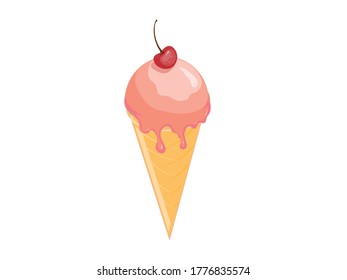 Popsicles with ripe cherries on top. Vector drawing for design.