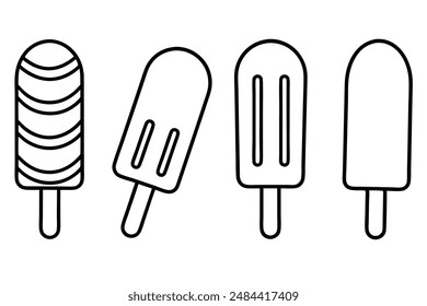 Popsicles simple line art refined summer dessert accessory