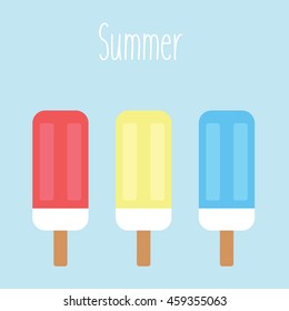 Popsicles Time in the summer illustration isolated in a light blue background