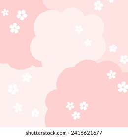 Pop-style Cloud Shaped, Sakura Tree Imagery Background
