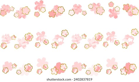 Pop-style sakura cherry blossom line set in gold

