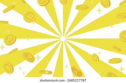 Fondo amarillo de estilo Pop con ilustración de marco de moneda