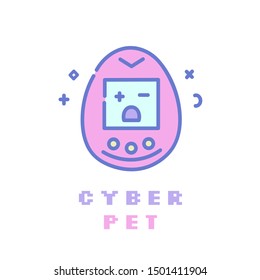 popular 90s electronic game flat line icon. Fashion gadget.Pastel goth pink girly clip art.Can be used for print as sticker ,creative card, mobile wallpaper,case,t-shirt,bag or poster