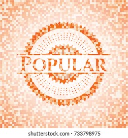 Popular abstract orange mosaic emblem with background