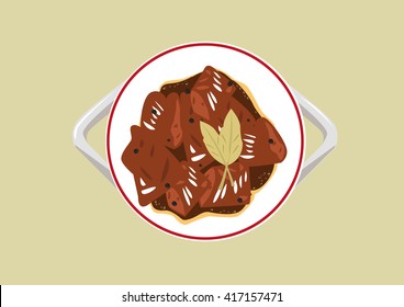 Popular Adobo dish of the Philippines cooked using mainly with vinegar and soy sauce. Editable Clip Art.