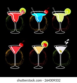 Popular alcoholic cocktails and drinks set 1