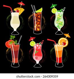 Popular alcoholic cocktails and drinks set 2