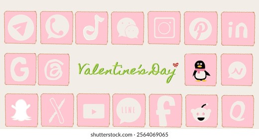 Popular apps icon for Valentine's Day and romantic style