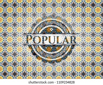 Popular arabic style badge. Arabesque decoration.